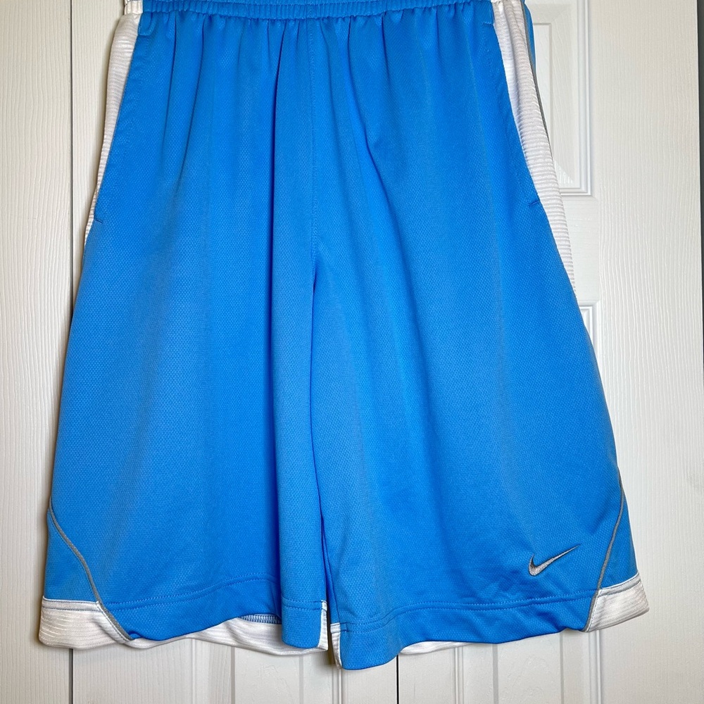 Nike Men's Bright Blue and White Athletic Shorts Size M